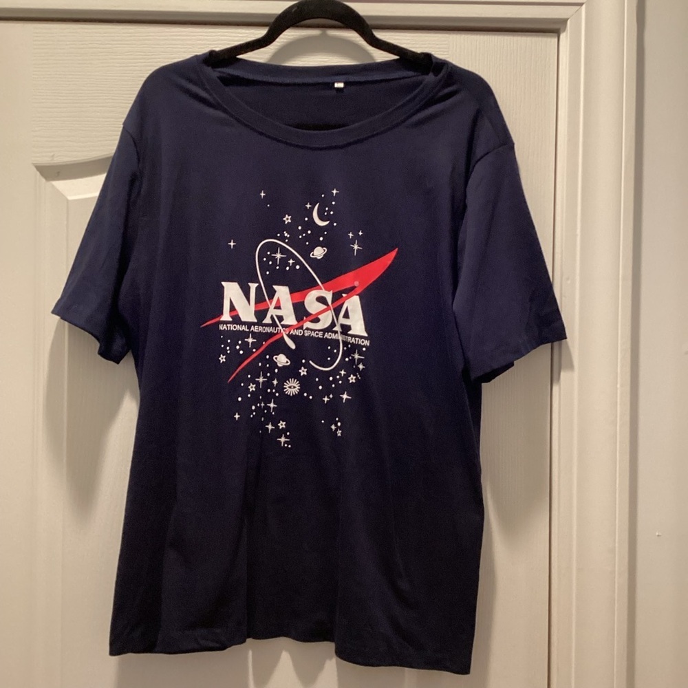 NASA Logo Graphic Tee - Navy with Red & White Design